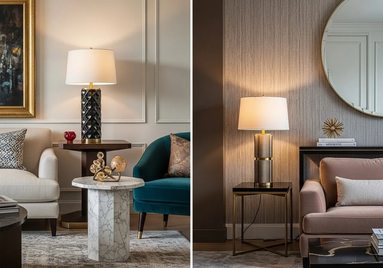 Modern floor vase arrangement in a minimalist apartment corner